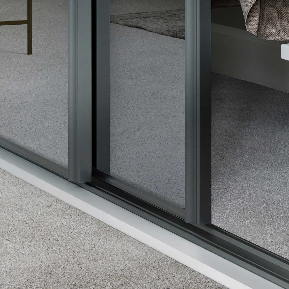 Spacepro Single Panel Graphite Frame Mirror Sliding Door 2220 x 914mm Image 4