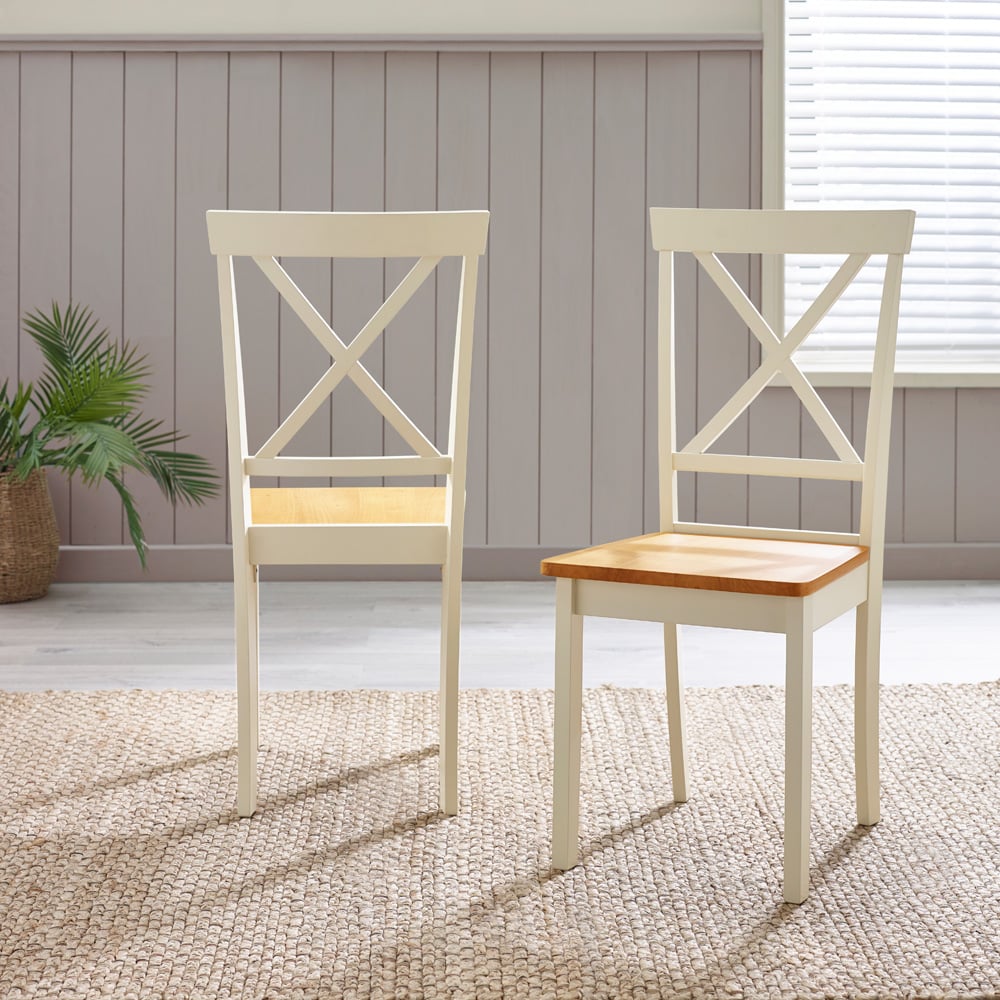 Furniturebox Bodmin Marros 2 Seater Round Wooden Dining Set Cream and Oak Effect Image 7
