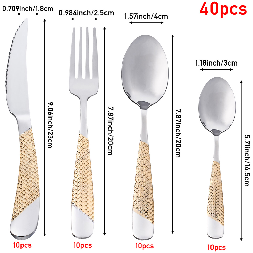 Living and Home 40 Piece Gold and Silver Stainless Steel Cutlery Set Image 8