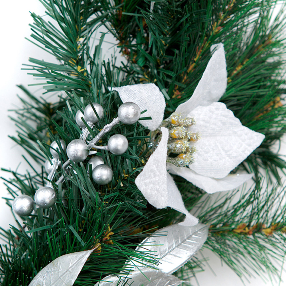 Best Artificial White and Silver Christmas Garland 270cm Image 6
