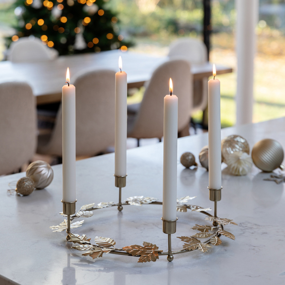 Ivyline Gold Autumn Wreath Round Candle Holder Centrepiece Image 2