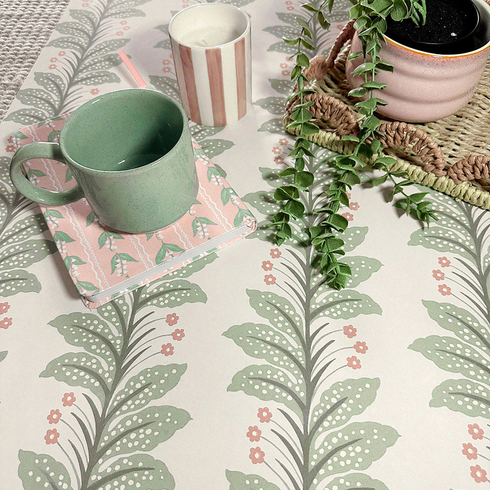 Belmont House Soft Green Daisy Stripe Wallpaper Image 3
