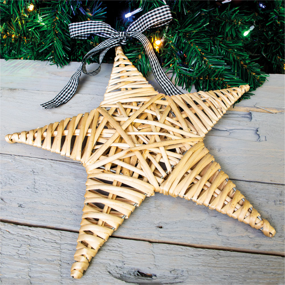 St Helens Natural Wicker Woven Willow Star Christmas Decoration Image 3