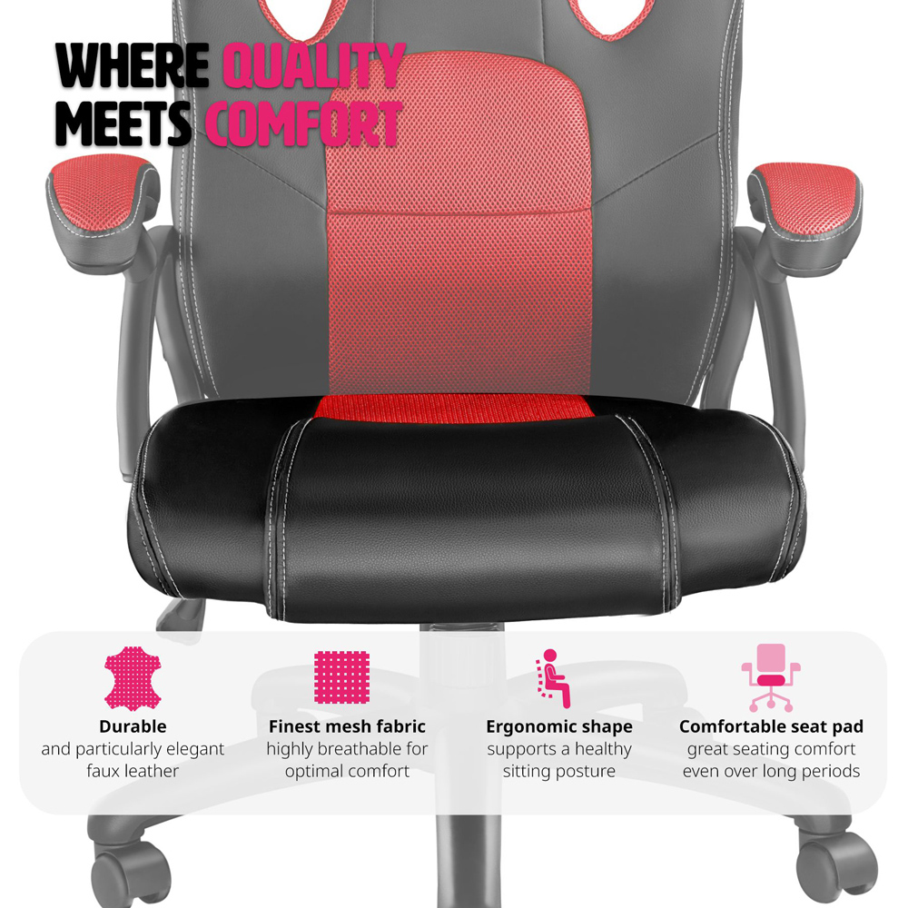 tectake Mike Black and Red Gaming Chair Image 8