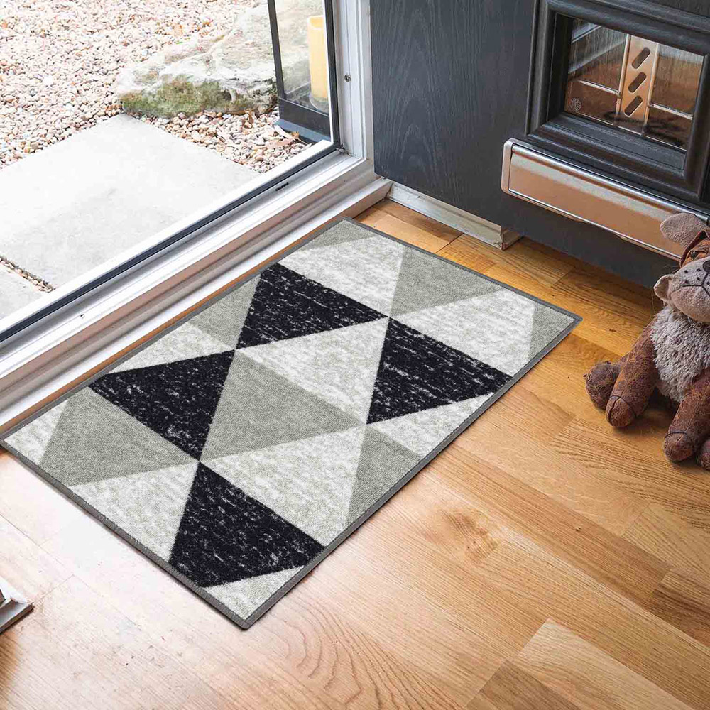 Desire Rugs Havana Grey Geometric Anti Slip Door Mat 120 x 67cm Image 2