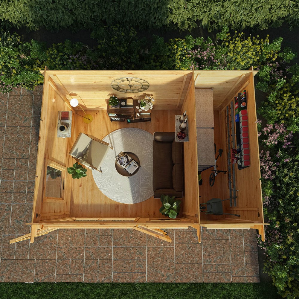 Mercia 13.4 x 9.8ft Wooden Pent Log Cabin with Side Shed Image 5