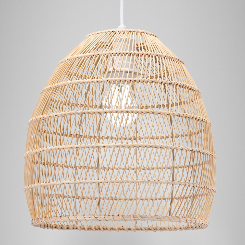 Happy Homewares Natural Brown Rattan Vintage Spiral Cage Pendant Shade Image 6