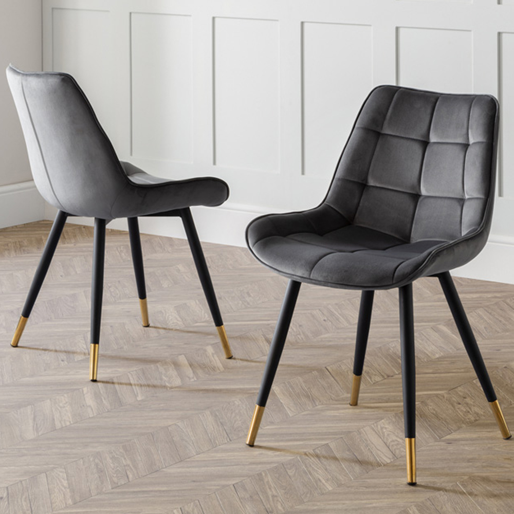 Julian Bowen Hadid Set of 2 Grey Dining Chair Image 1