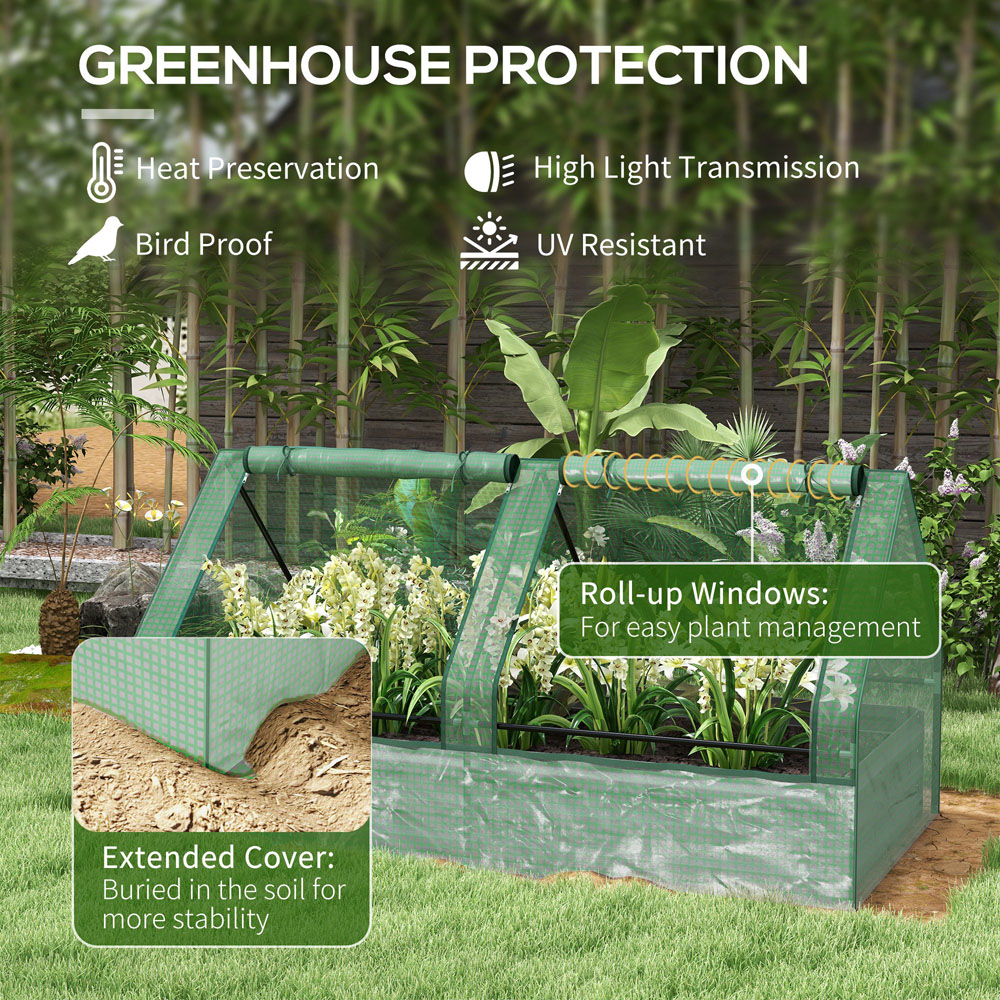 Outsunny Green and Dark Grey Raised Garden Bed Planter with Greenhouse Image 5