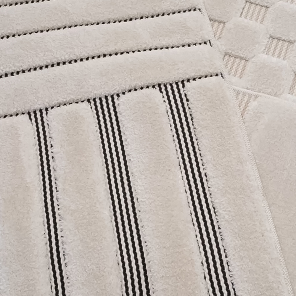 Freya Living Room Area Rug Contemporary 3D Embossed Modern Stripe Bar Design - Cream 160cm x 230cm Image 4