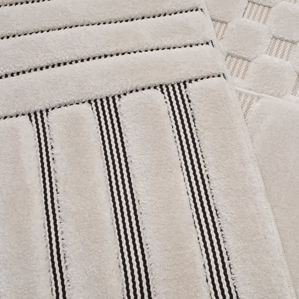 Freya Living Room Area Rug Contemporary 3D Embossed Modern Merge Line Design - Cream 200cm x 290cm Image 4