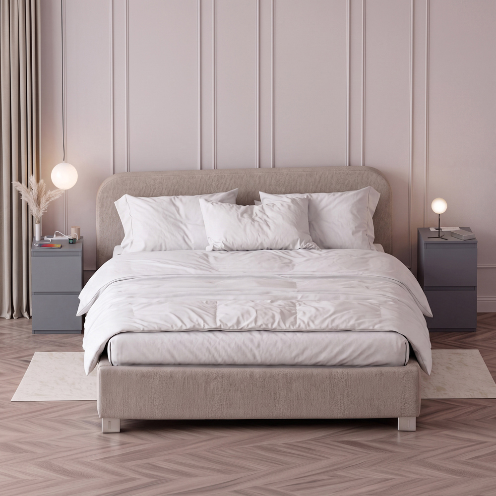 VIDA DESIGNS Denver 2 Drawer Grey Bedside Chest with Power Outlet Set of 2 Image 3