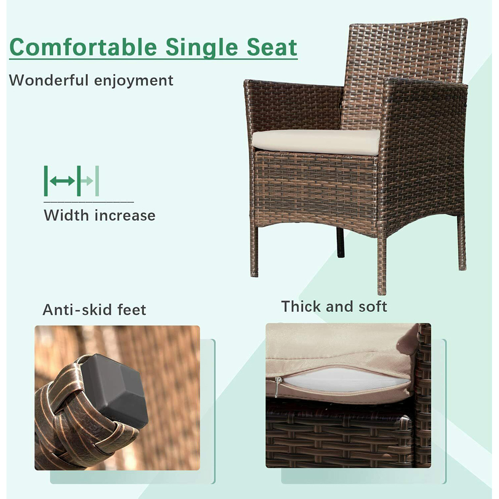Roger 4 Seater Brown Rattan Outdoor Sofa Set with Table and Seat Cushions Image 5