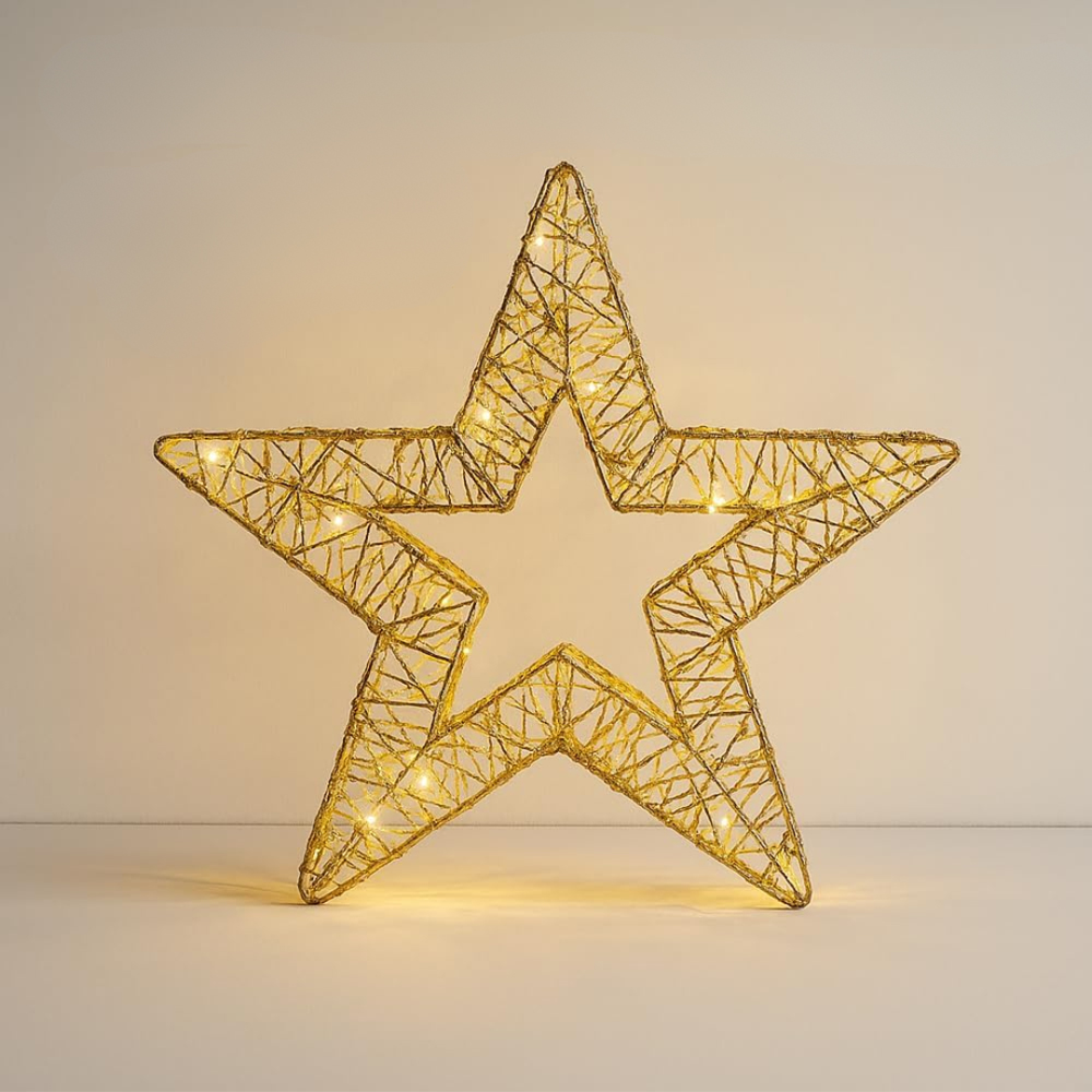 Marco Paul Warm White LED Gold Weave Wonder Star Christmas Decoration 38cm Image 3