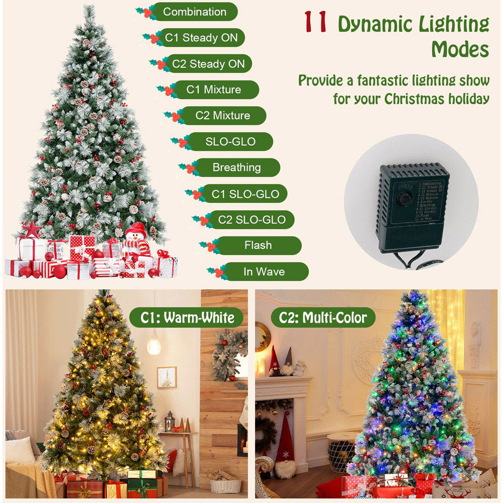 Costway Pre Lit Warm White LED Artificial Christmas Tree 7ft Image 5