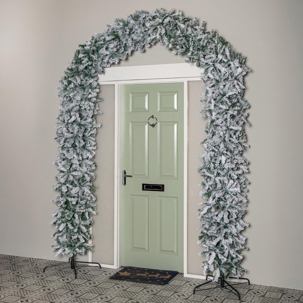Samuel Alexander Double Door Snow Flocked Christmas Tree Arch with 2000 Tips 8ft Image 2