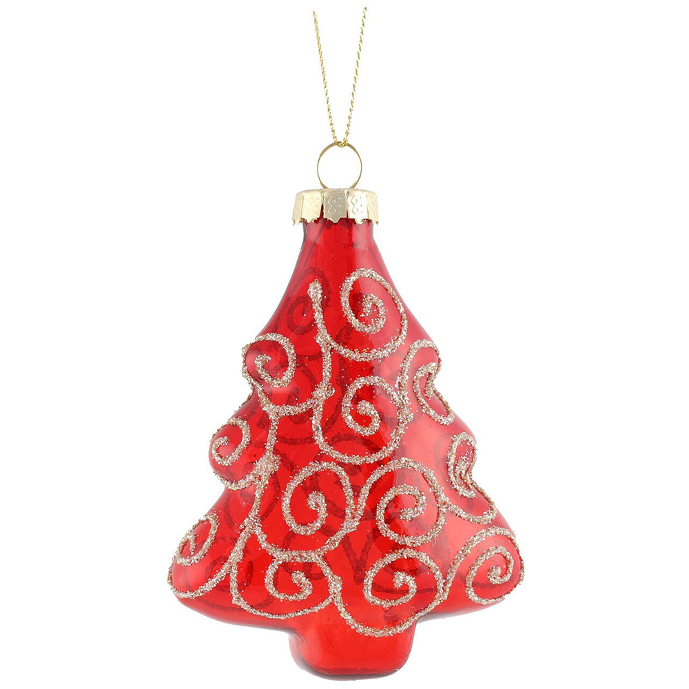 Red and Gold Swirl Tree or Star Ornament - Red Image 3