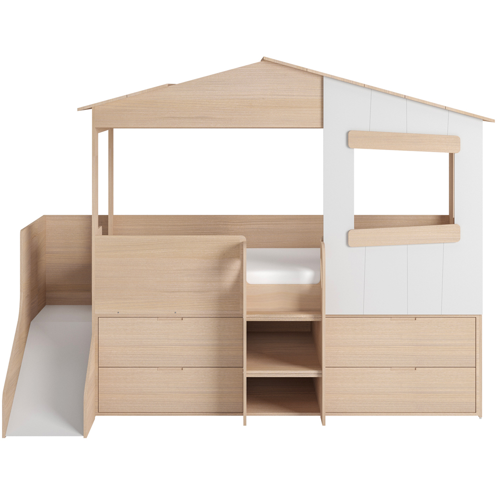 Flair Dreamland Oak Play House Slide Mid Sleeper with Storage Image 3