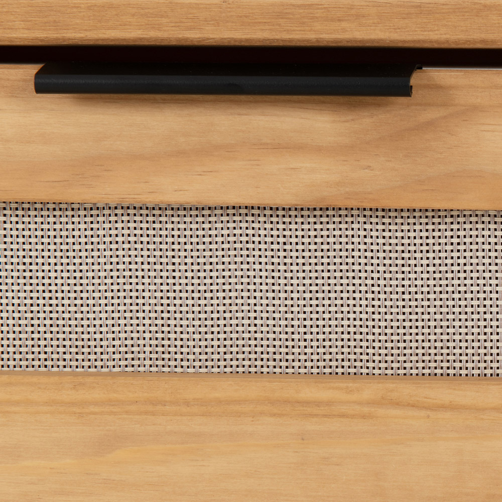 Seconique Corona Rattan 2 Drawer Distressed Wax Pine and Rattan Effect Console Table Image 8