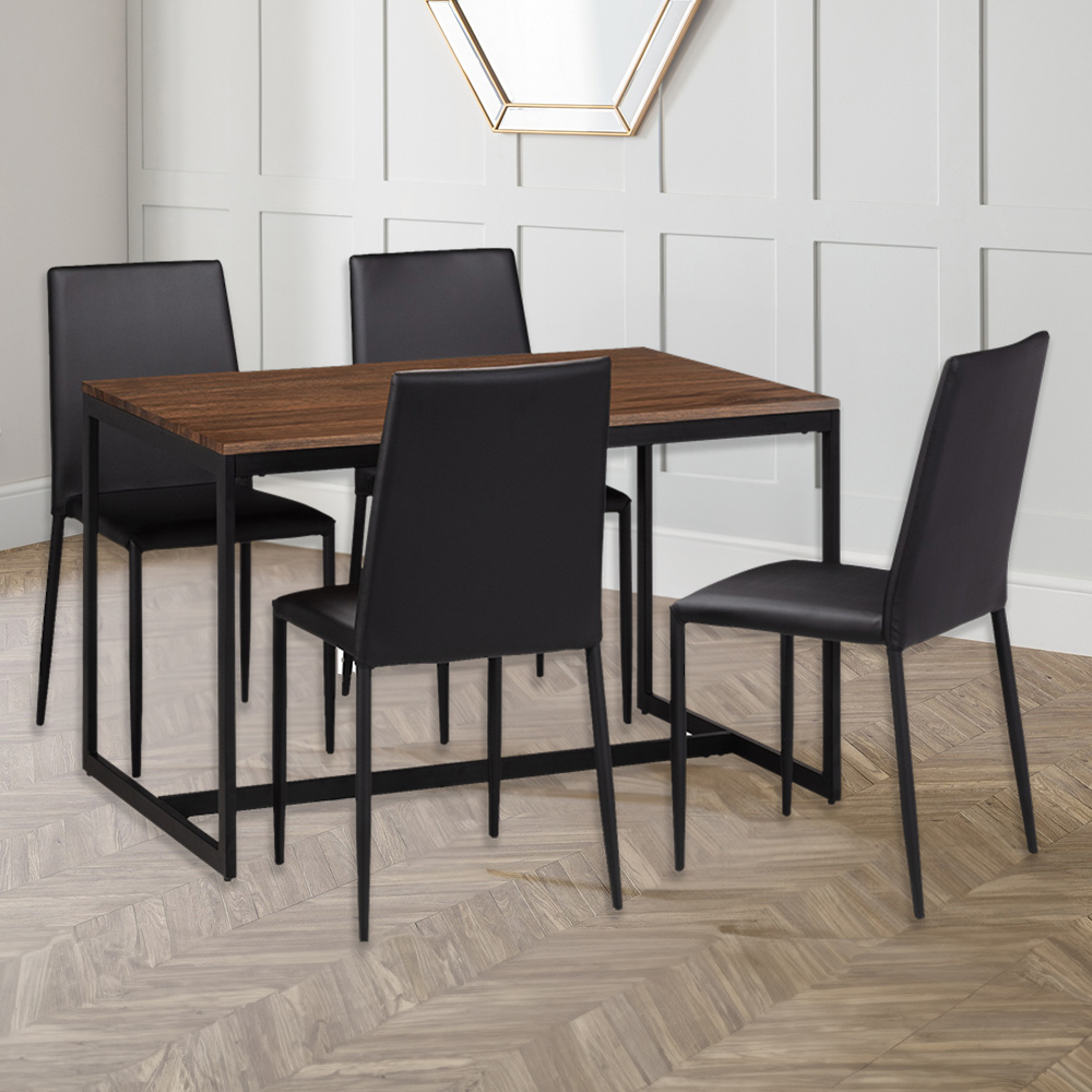 Julian Bowen Tribeca Jazz 4 Seater Dining Set Walnut and Black Image 1
