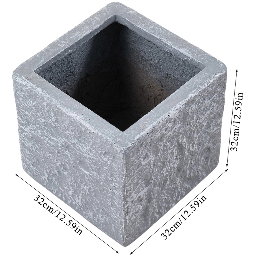 Living and Home Granite Square Cement Planter with Drainage Holes 32 x 32cm Image 6