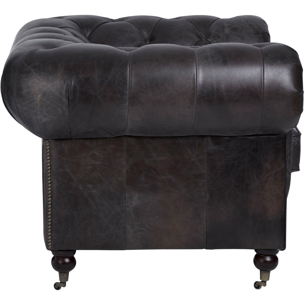 Premier Housewares Victor Dark Grey Brown Leather Chesterfield Chair Image 2