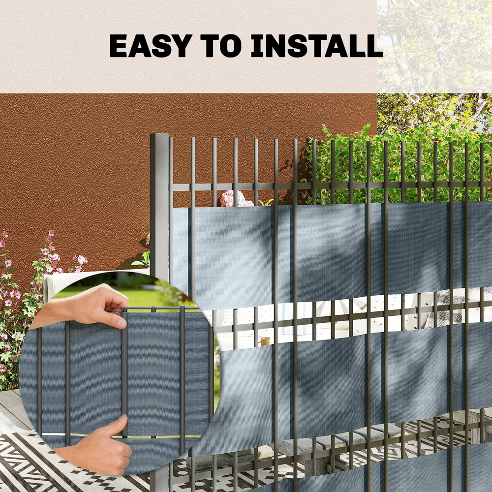 Outsunny Grey 19 x 3500cm 2 Pack Privacy Garden Screen Fence with Clips Image 8