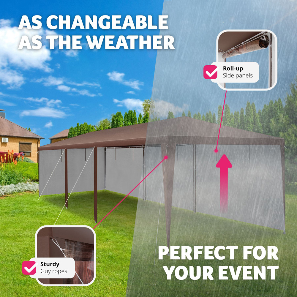 tectake Alpine Roll-Up side Panels Gazebo Hut 900 x 300cm Image 4