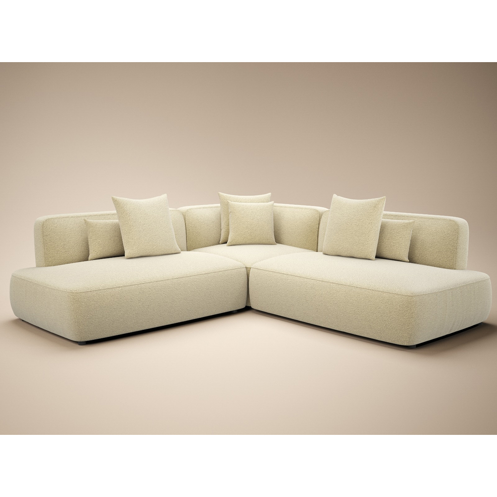 SOLACE+CO Luna 3 Seater Beige Chenille Large Corner Sofa Image 2