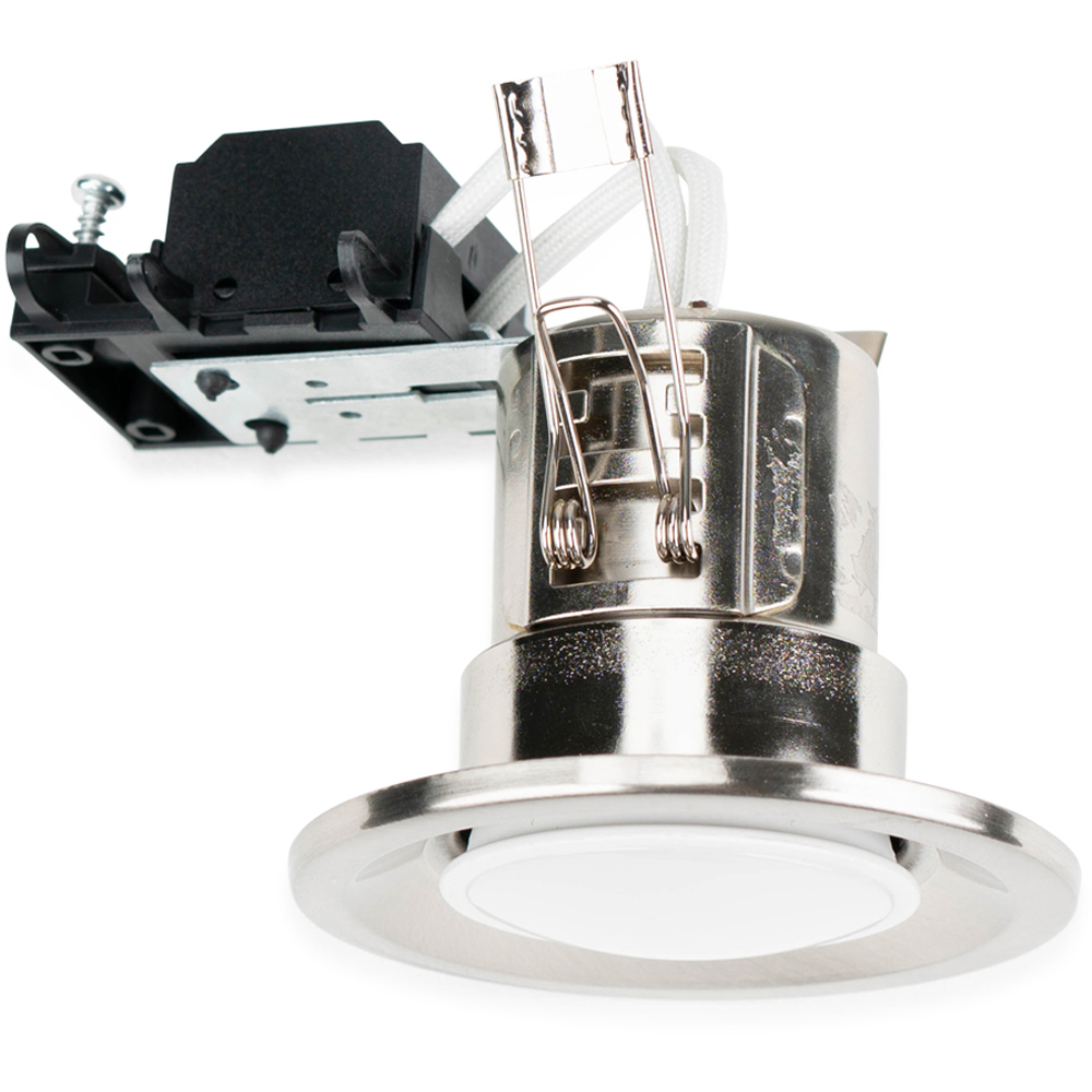 ValueLights Brushed Chrome Warm White LED Ceiling Downlight 4 Pack Image 1