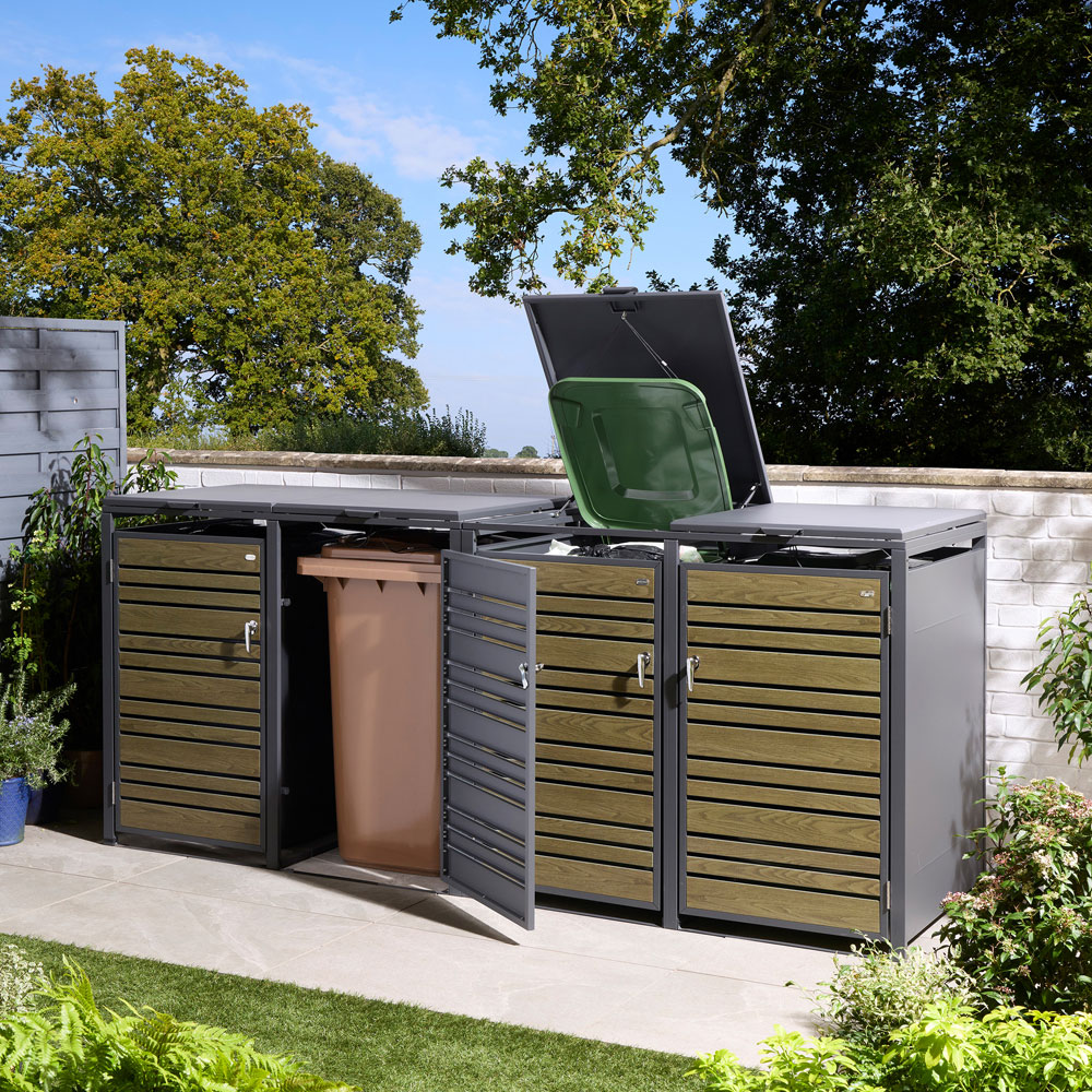 Rowlinson Chelsea Oak 4 Wheelie Bin Store Image 2
