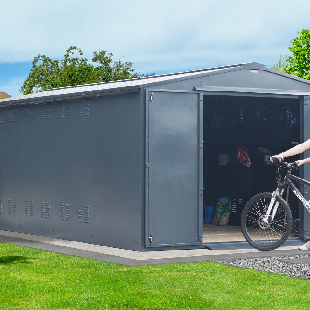 Asgard Garrison 10 x 18ft Double Door Grey High Security Apex Workshop Shed Image 2