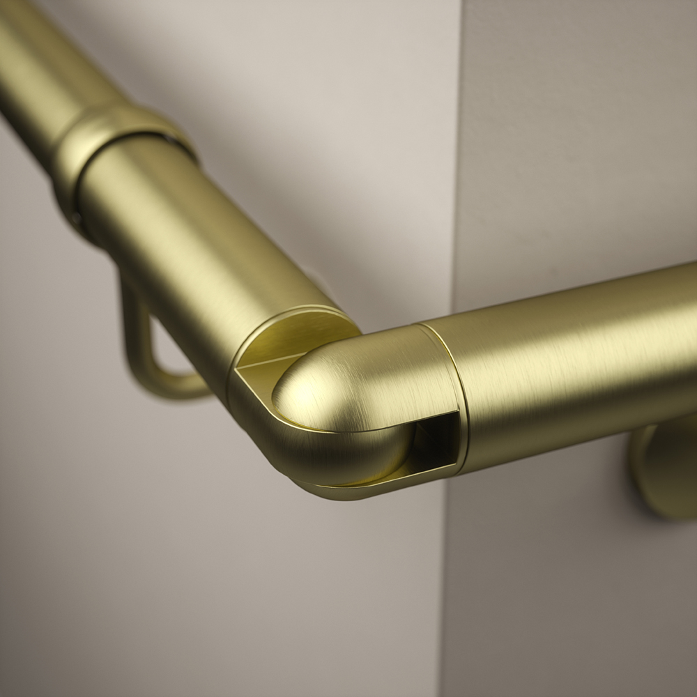 Rothley Satin Brass Stair Handrail Adjustable Elbow Image 2