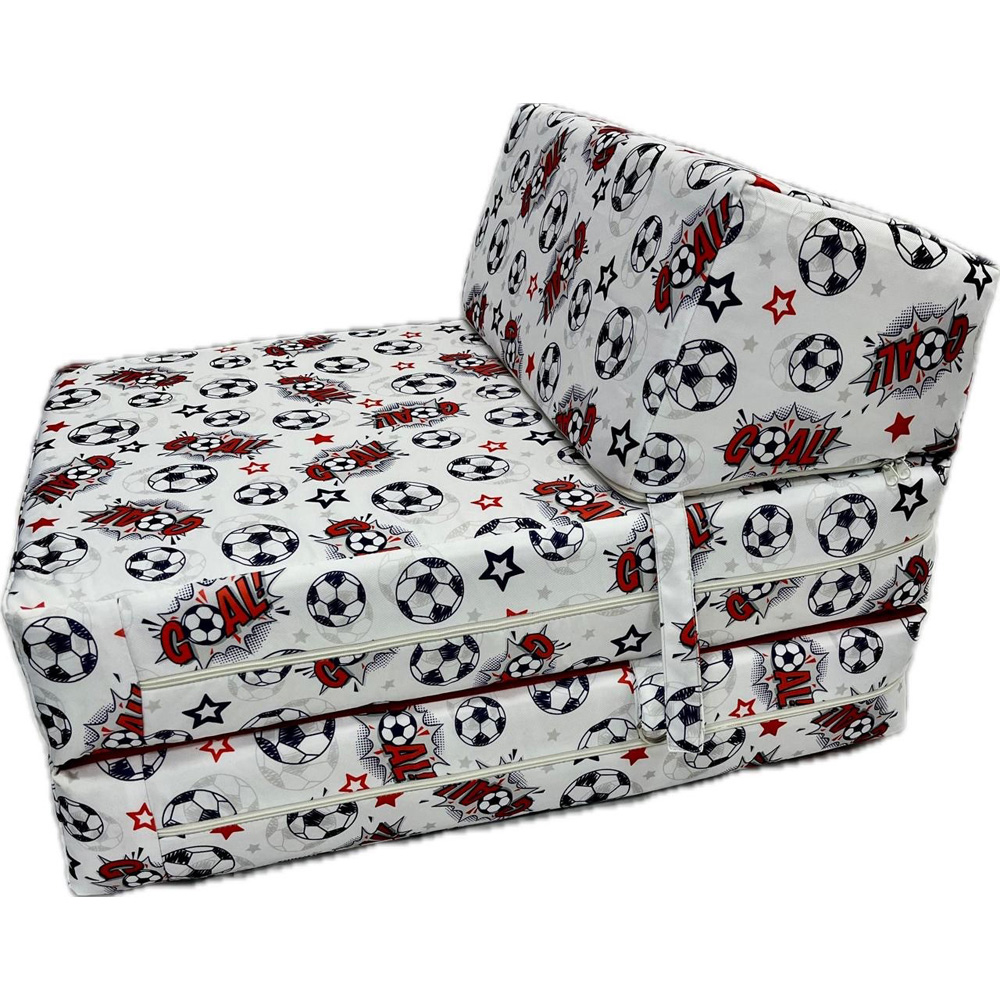 Kaikoo Single White Goal Print Foldable Chair Bed Image 2