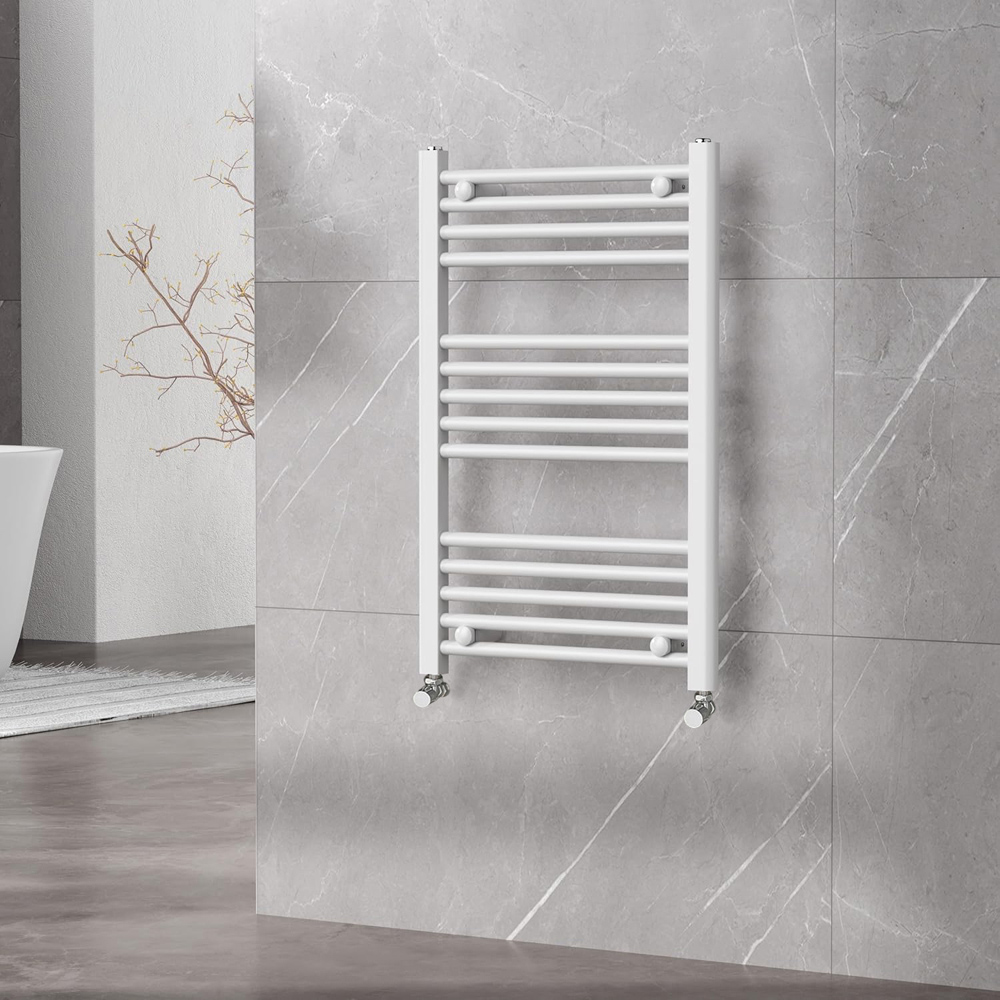 Go Bathrooms Nola White Heated Towel Rail 770 x 500mm Image 2