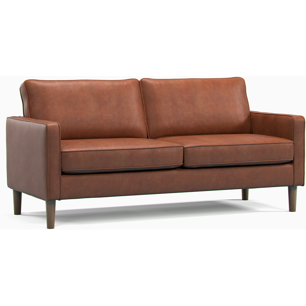 Bexhill 3 Seater Tan Faux Leather Sofa Image 2