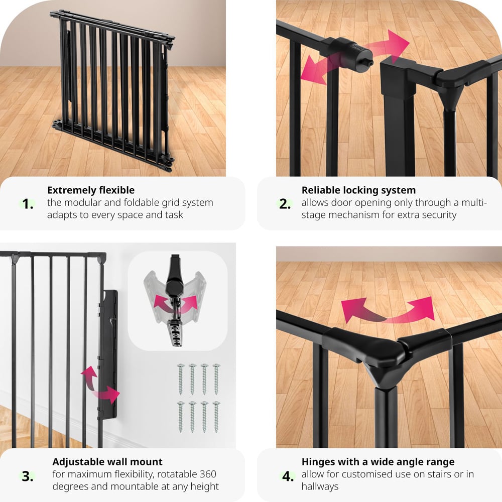 Tectake 5 Section Baby Gate with Security Lock Image 4