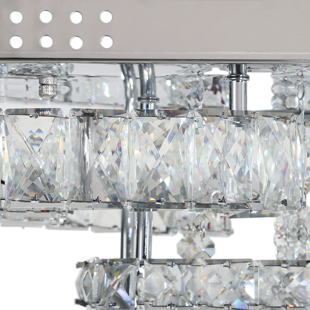 Living and Home 27 inch White Crystal Square Modern Fancy LED Ceiling Light with Remote Image 5