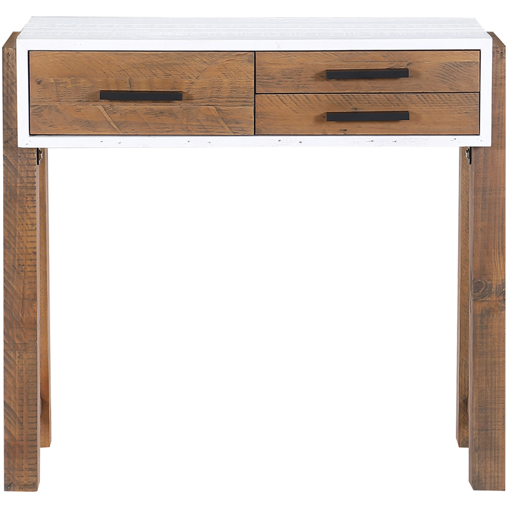 Baumhaus Trinity 3 Drawer White and Brown Small Console Table Image 2