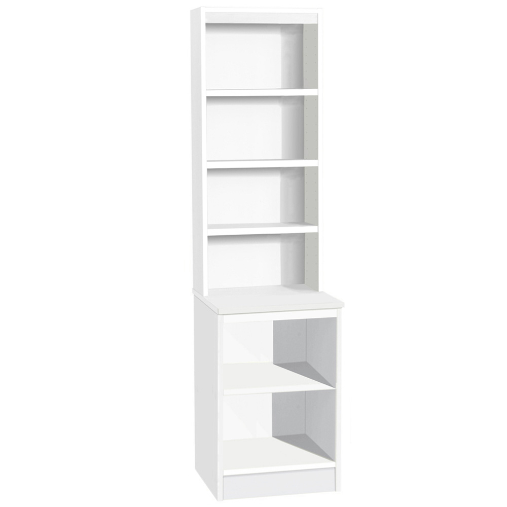 R White Cabinets 6 Shelf White Desk Height Bookcase with Hutch Image 2