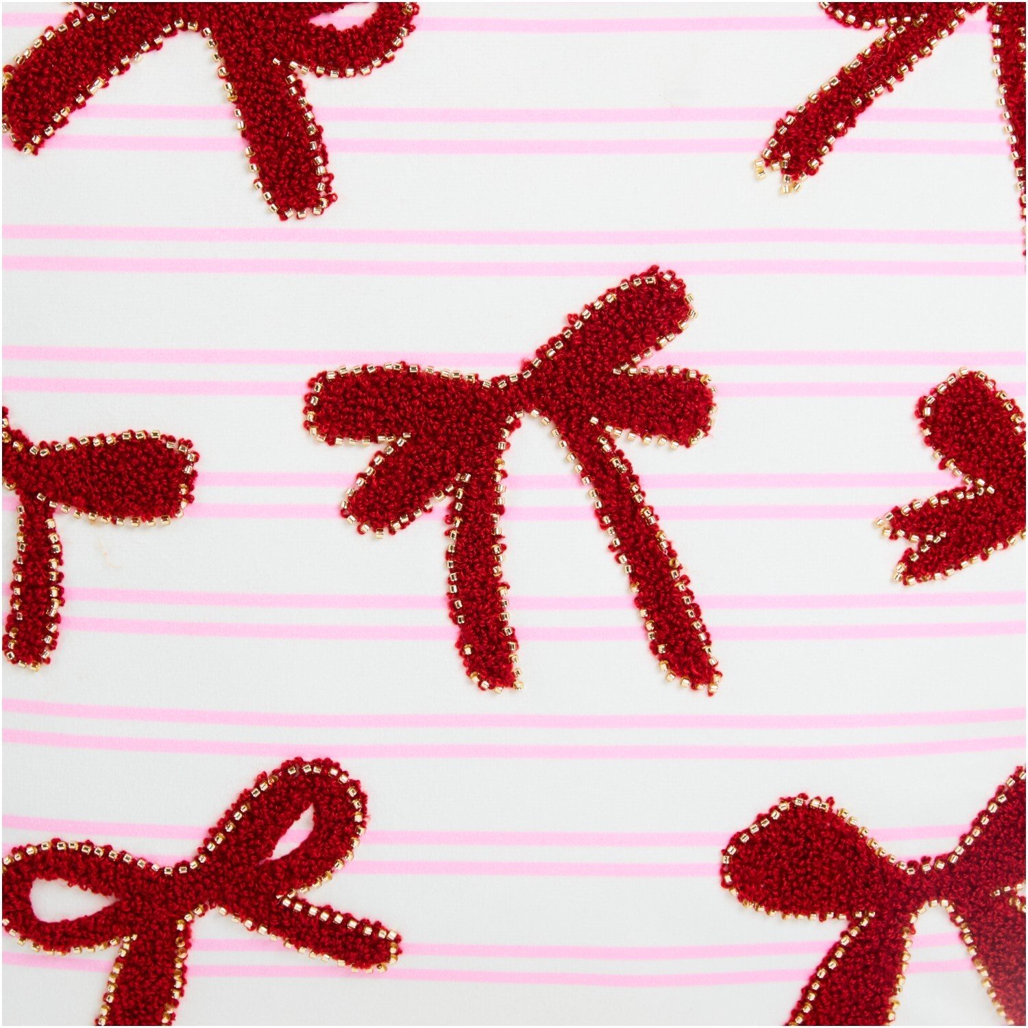 Festive Bows Embellished Cushion Pink Image 3