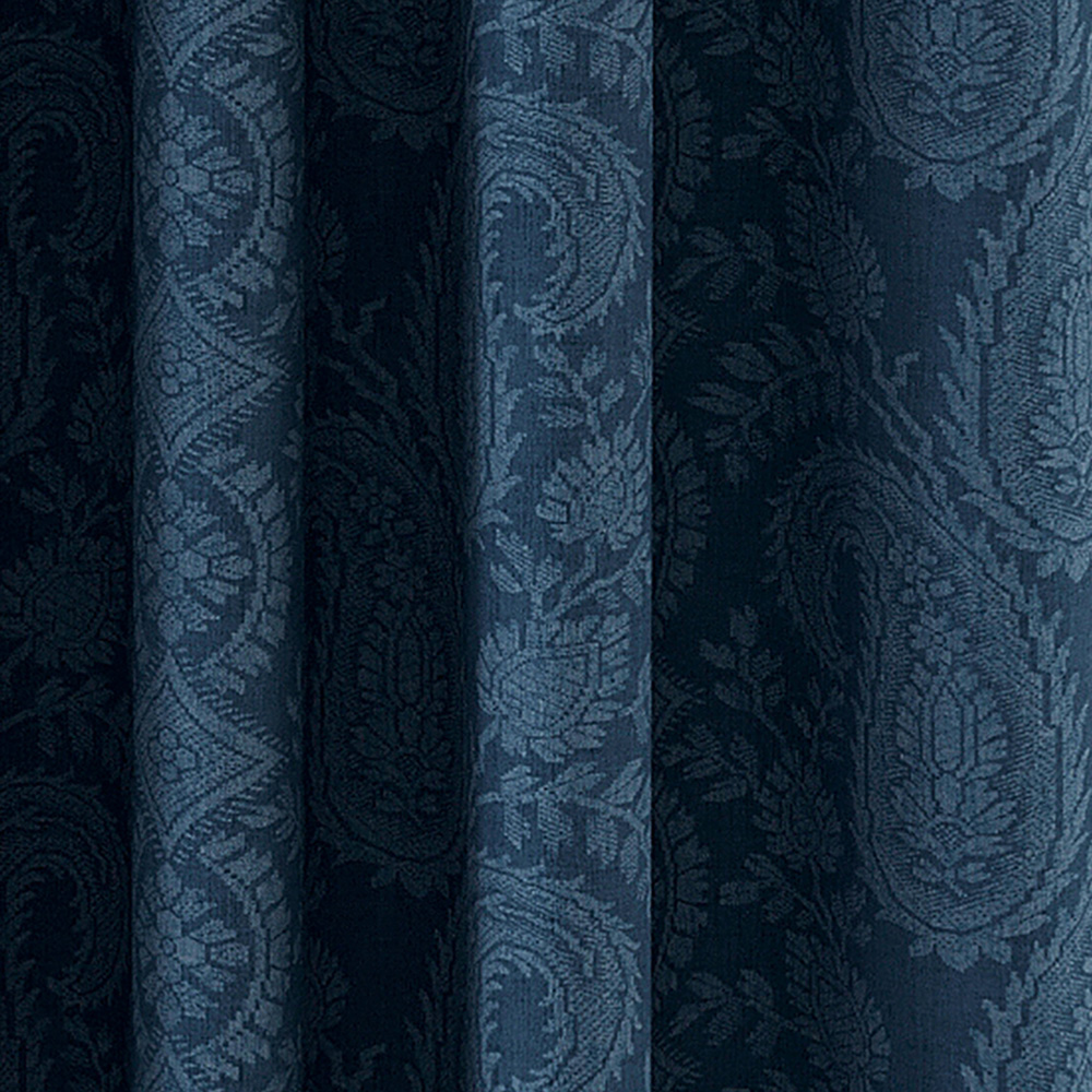 V&A Silk Road Paisley Blue Lined Blackout Pencil Pleat Curtains 168 x 183cm Image 3