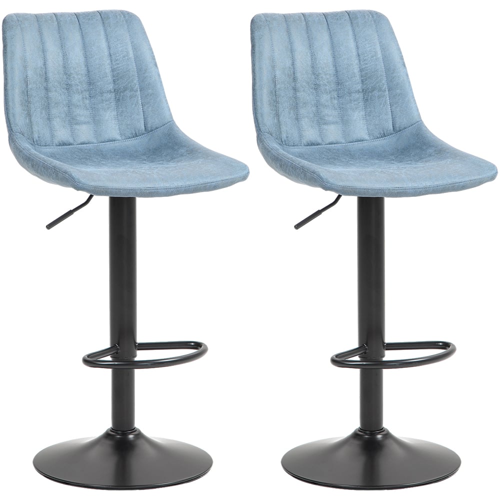 Portland Set of 2 Blue Microfibre Retro Tub Bar Stool Image 2