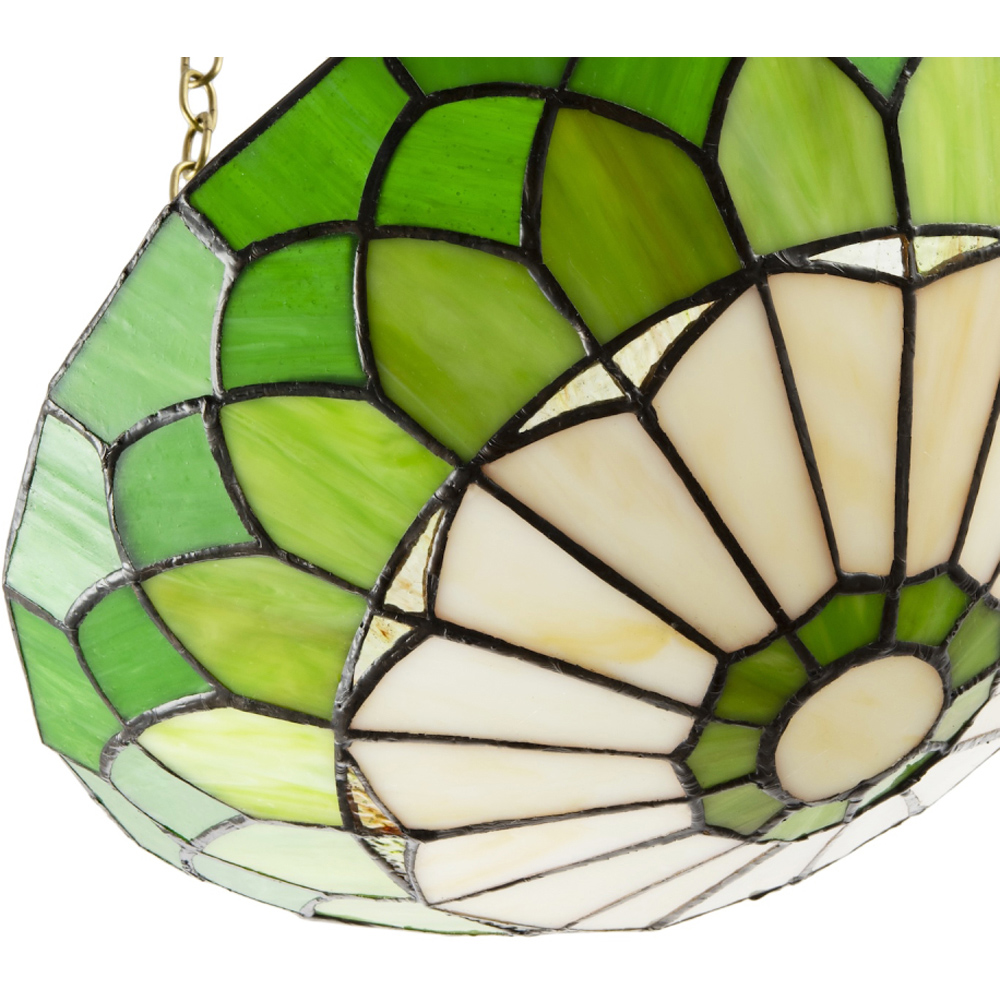Happy Homewares Amber and Green Stained Glass Domed Pendant Lamp Shade Image 5