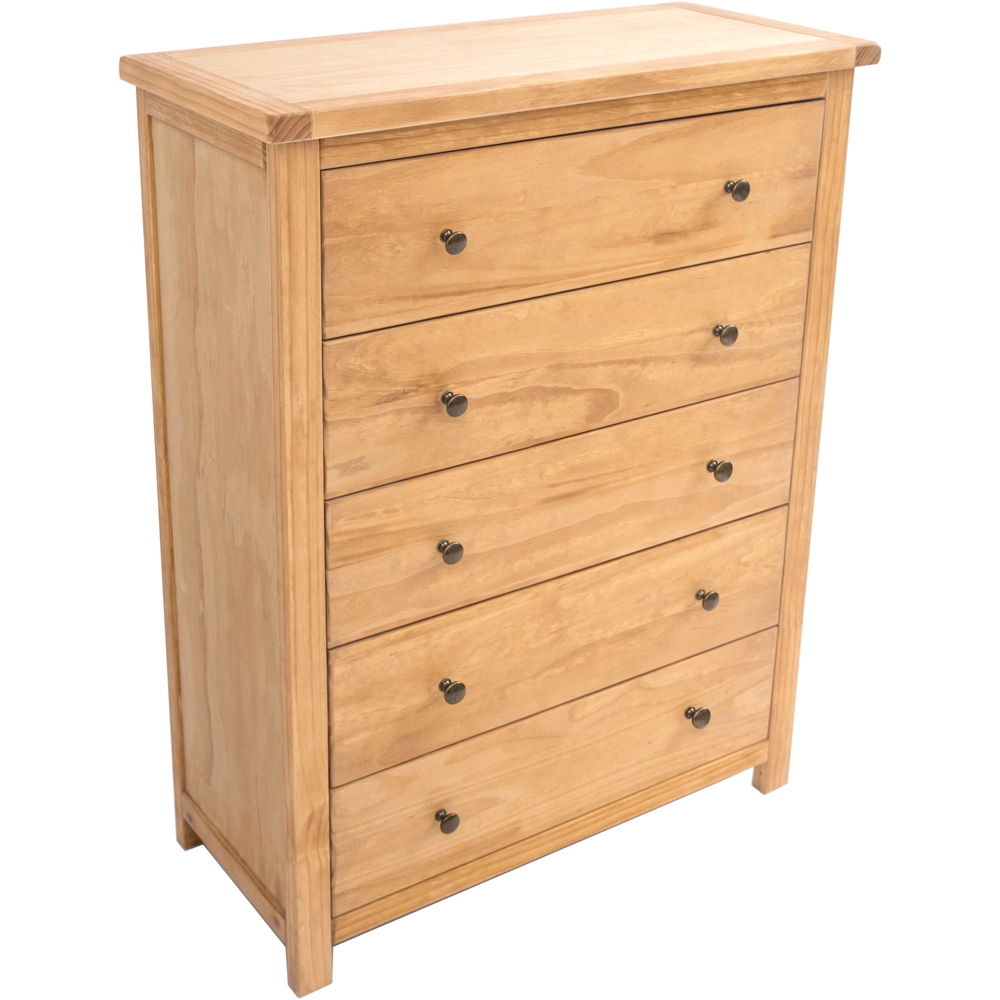 Cabinet Bits Lugo 5 Drawer Brown Brass Knob Chest of Drawers Image 4