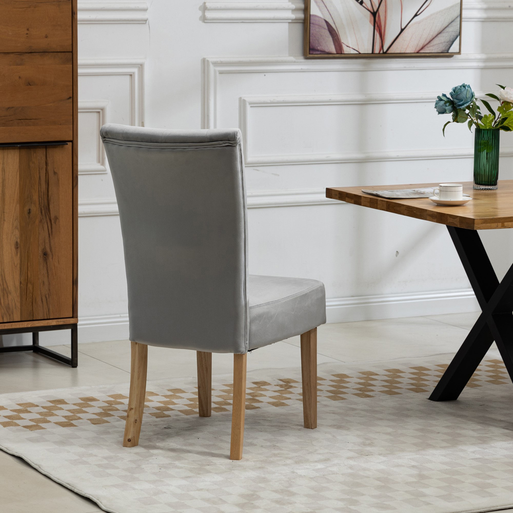 Artemis Home Pienza Set of 2 Silver Velvet Dining Chairs Image 5