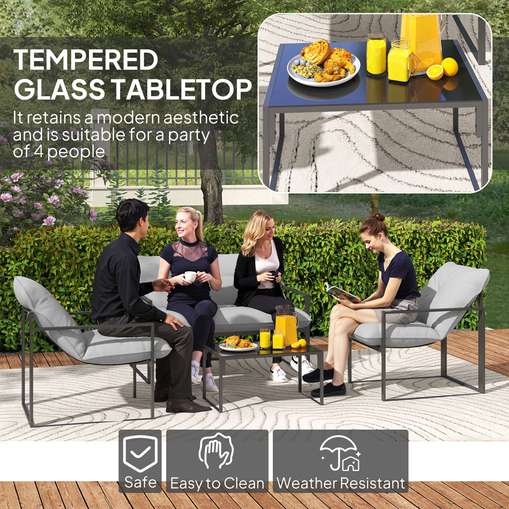 Outsunny 4 Seater Grey Garden Sofa Set Image 6