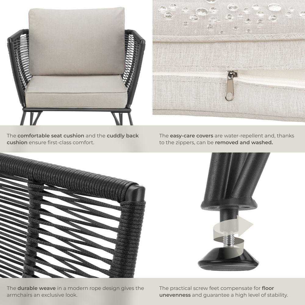 tectake Valeiras Set of 2 Woven Rope Design Accent Chair Image 5