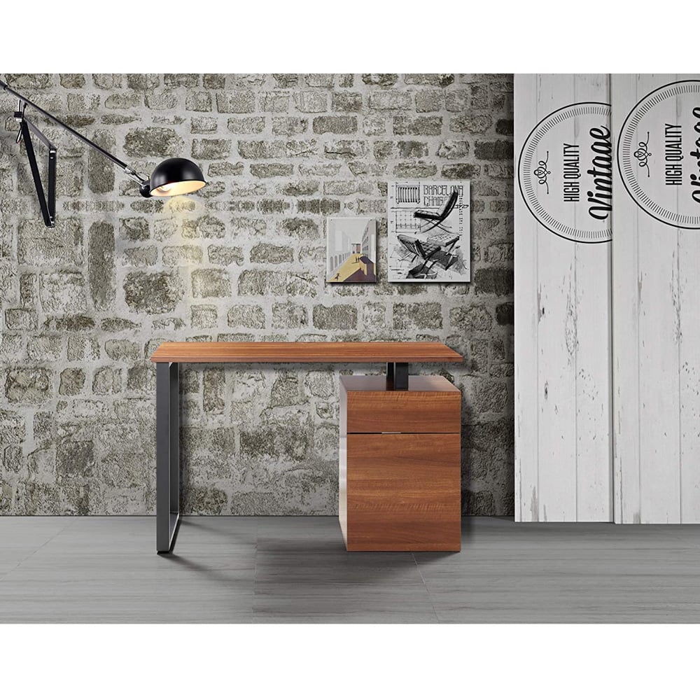 Centurion Supports Calista Single Door Single Drawer Computer Desk Walnut and Matt Black Image 8