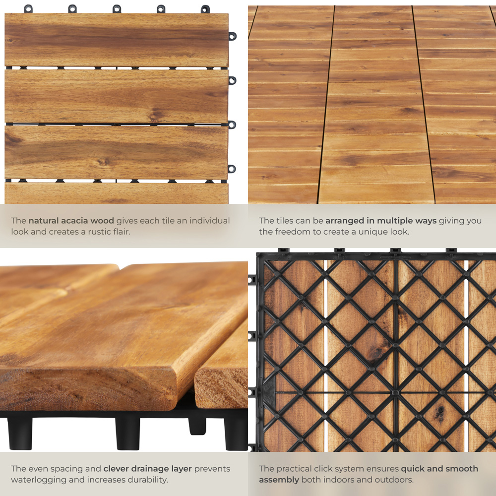 tectake Tabula 4 Slats Terrace Tiles 40 Pack Image 4